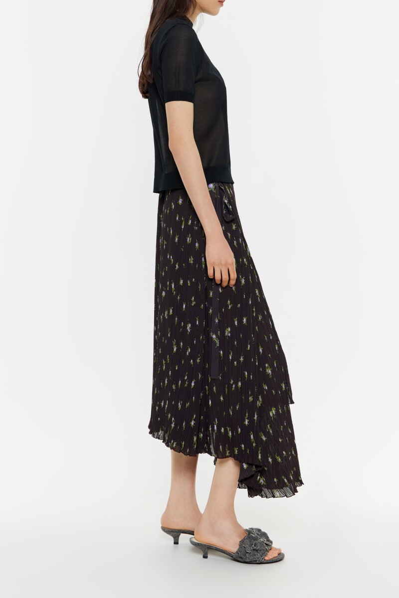 FALDA MIDI PLISADA Negro
