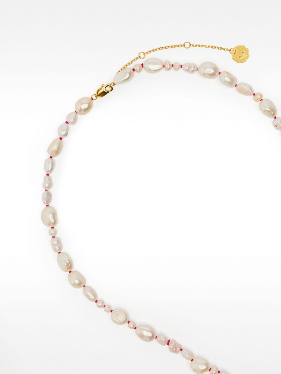 Collar Con Perlas De Agua Dulce - Plata De Ley 925 rosa