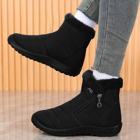 Bota De Abrigo Mujer Corderito Impermeable C/cierre Negro