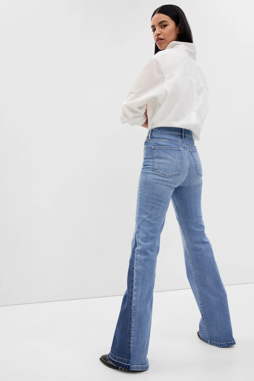 Jean 70S Flare Tiro Alto Mujer Medium Indigo 21