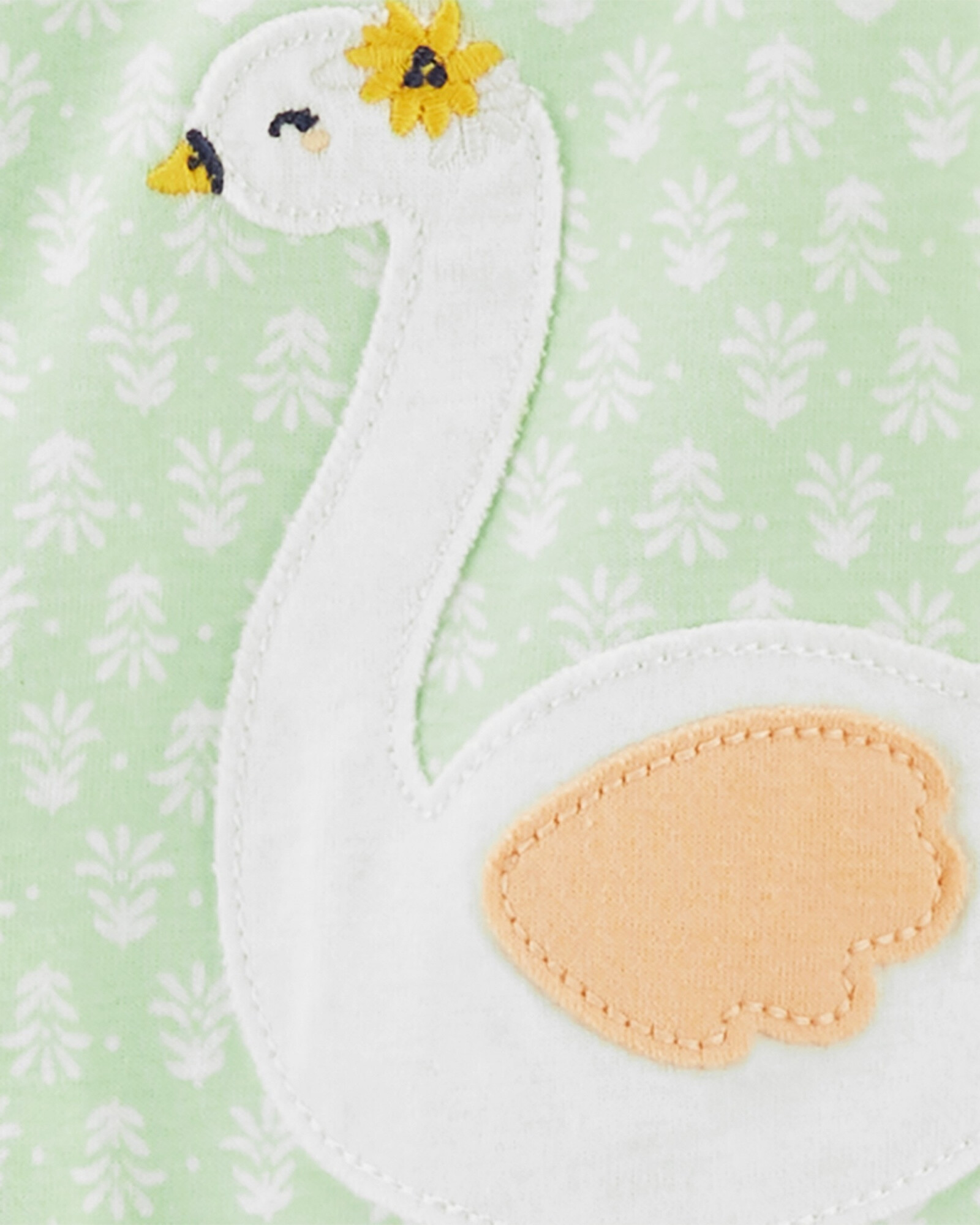 Pijama una pieza de algodón con pie, estampa cisne Sin color