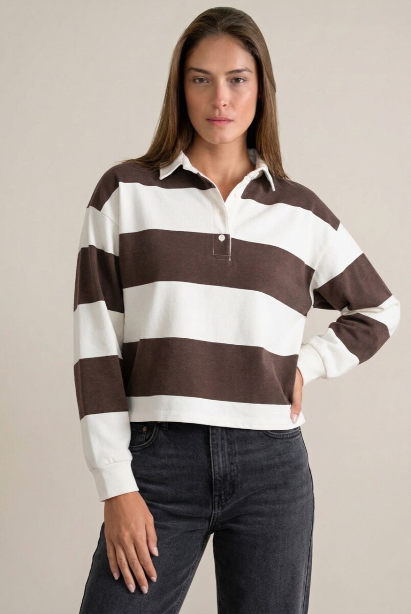 Sweater Polo Rayado - Marron 