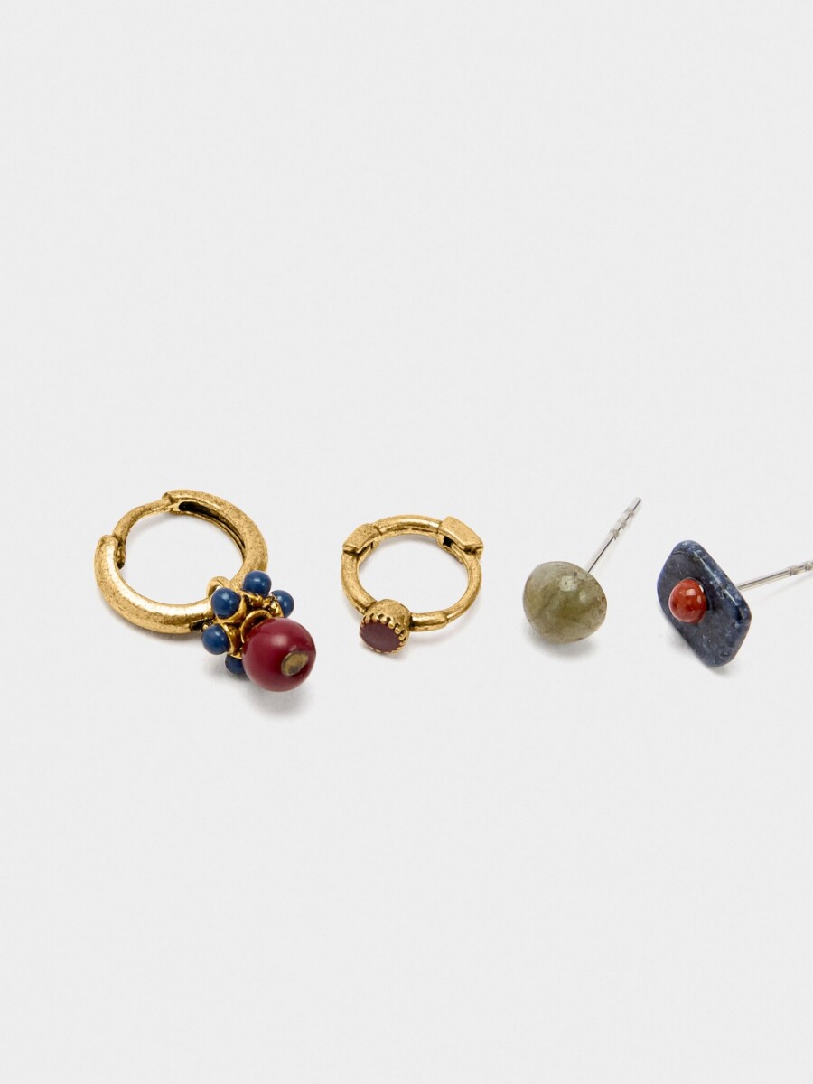 Set De Pendientes Con Piedras multicolor