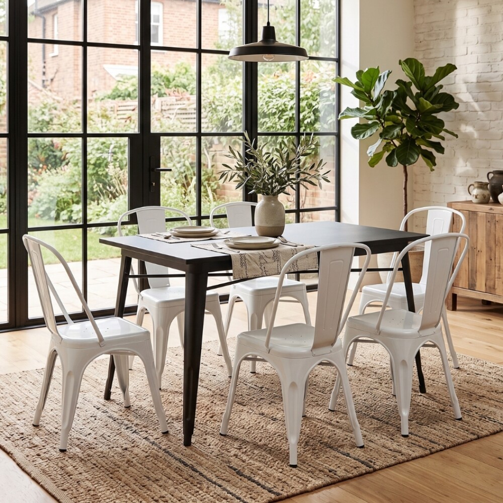 Juego de comedor 4 sillas Tolix 120 Blanco