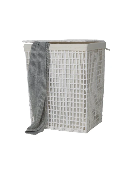 CESTO C/TAPA/FUNDA 44X35X55CM TEJ CORDON PAPEL BCO CESTO C/TAPA/FUNDA 44X35X55CM TEJ CORDON PAPEL BCO