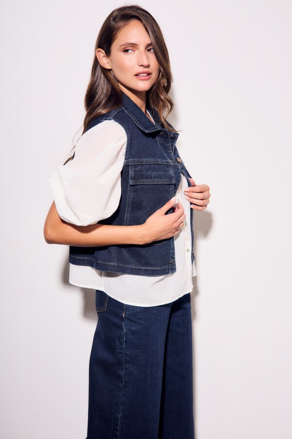 Chaleco Denim Bolsillos Jean