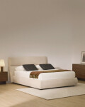 Cama desenfundable con canapé abatible Dafra de chenilla beige para colchón de 180 x 200 cm FSC 100% Cama desenfundable con canapé abatible Dafra de chenilla beige para colchón de 180 x 200 cm FSC 100%