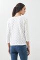 Remera escote en V con broderie blanco