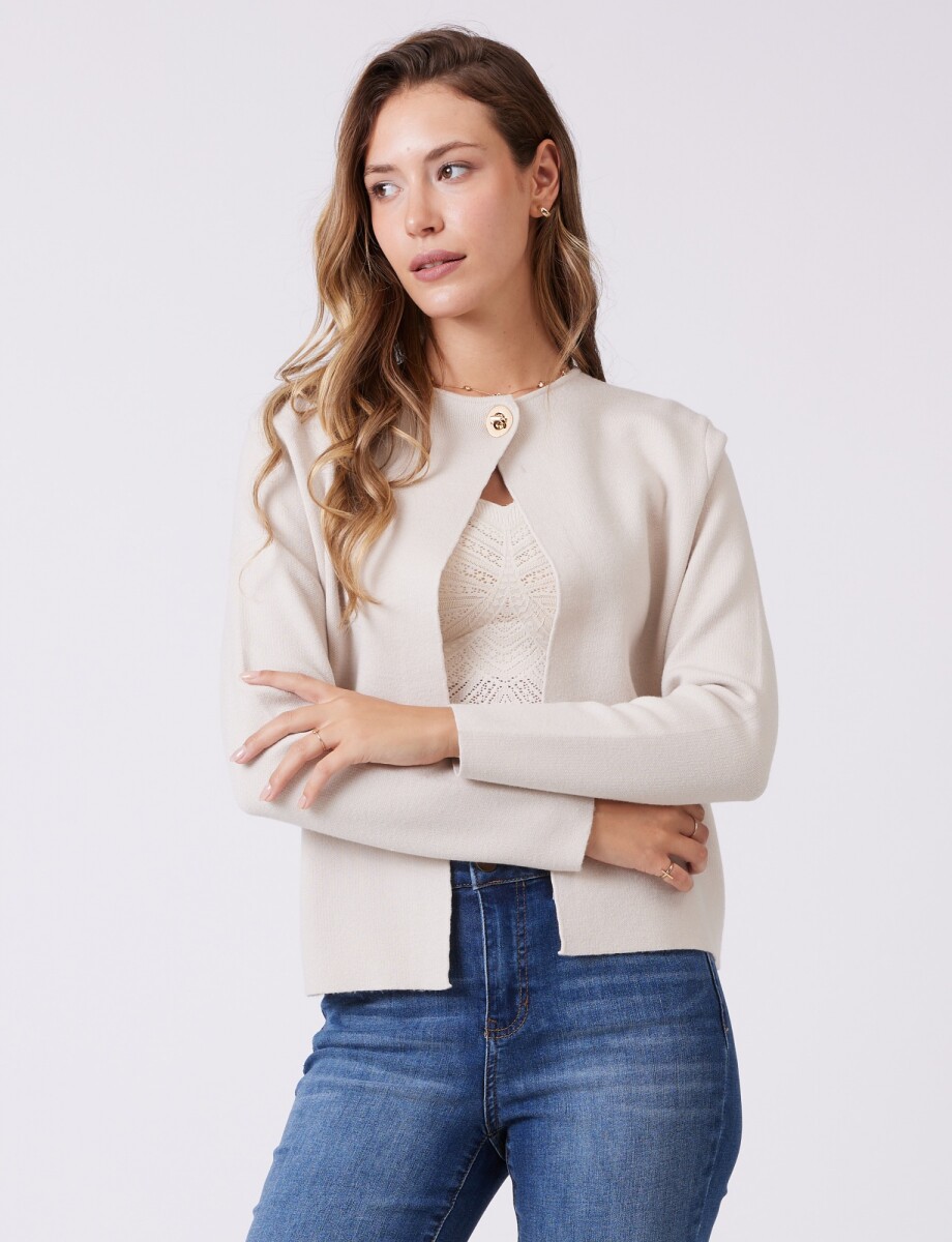 Cardigan Boton - Beige Claro 