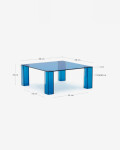 Mesa auxiliar Adularia de cristal templado azul 85 x 85 cm