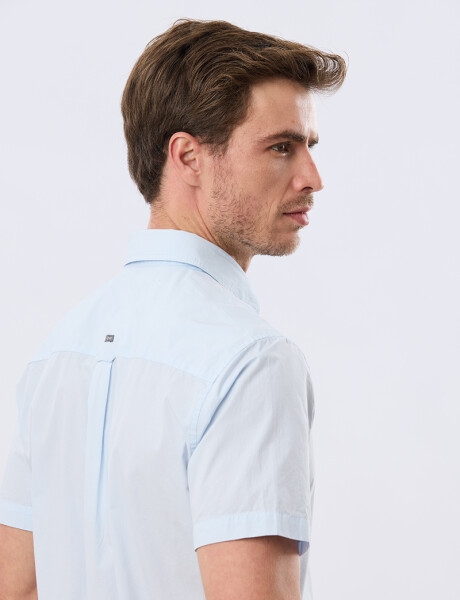 CAMISA CUADROS ALGODÓN Celeste