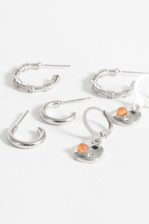 Set aros detalle plateado
