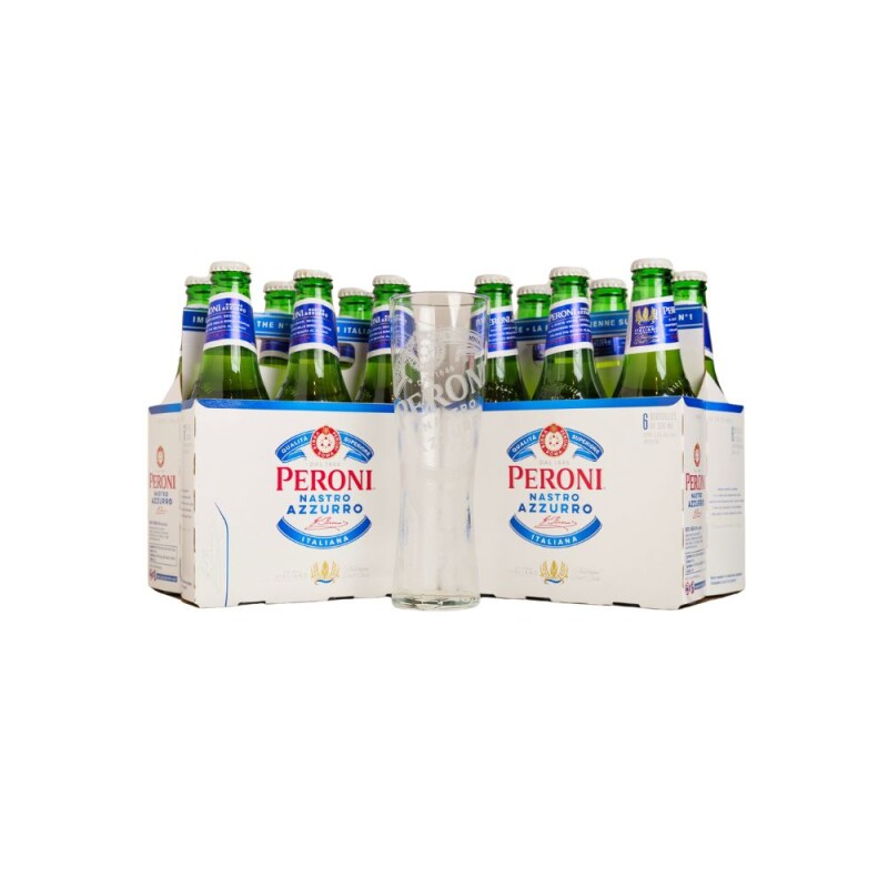 Peroni 12 botellitas 330 ml + 1 Vaso de regalo Peroni 12 botellitas 330 ml + 1 Vaso de regalo