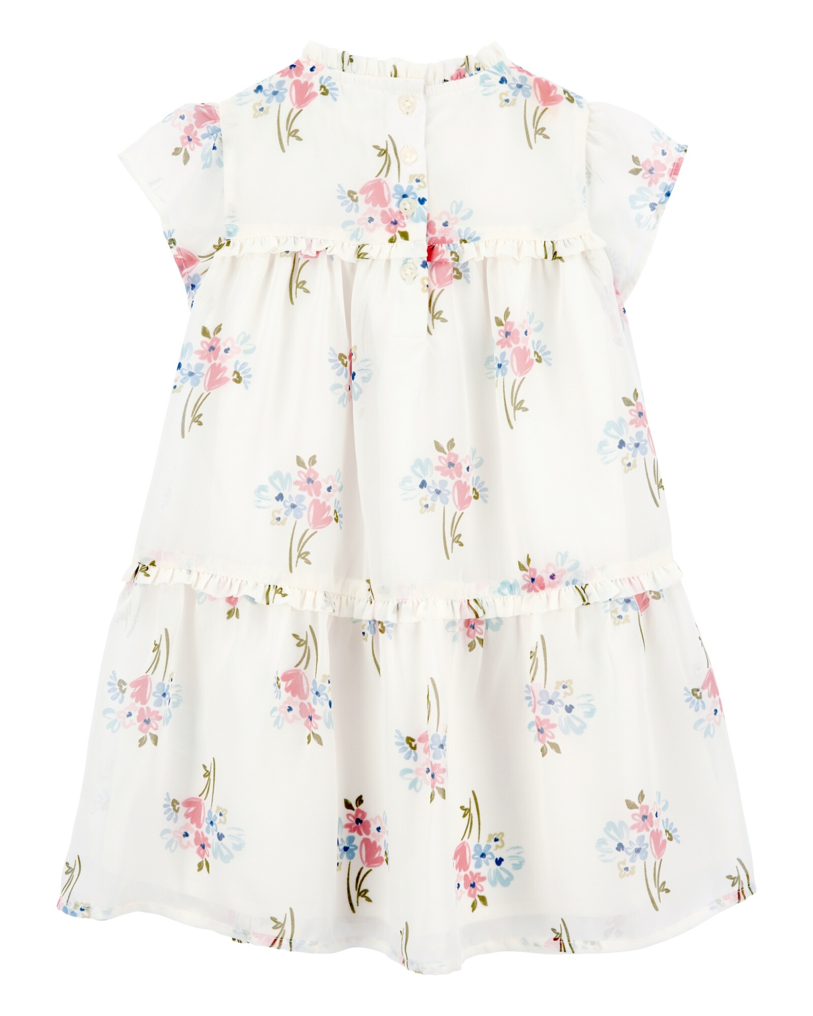 Vestido de crepé, escalonado, diseño floral Sin color