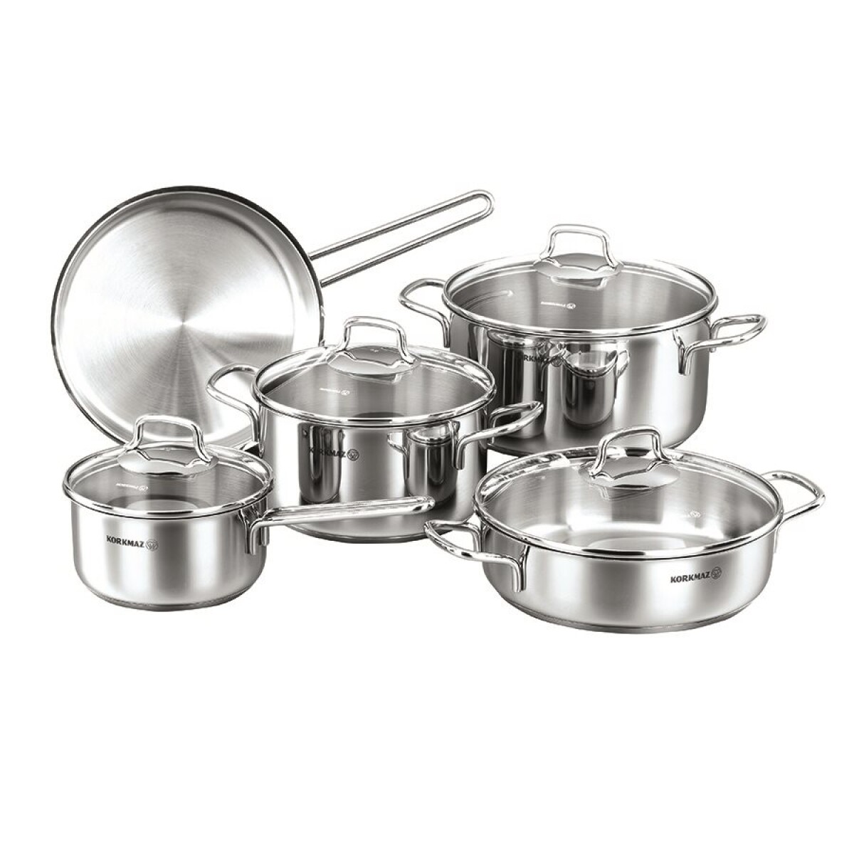 JUEGO DE BATERIA 9 PIEZAS PERLA KORKMAZ 