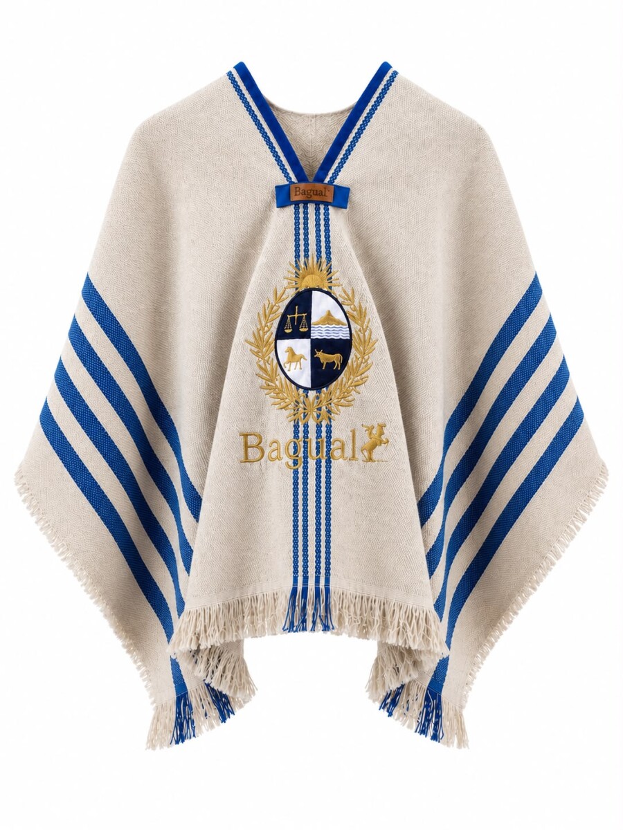 poncho niño patrio bordado - Escudo Nacional Dorado 