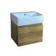 Mueble Baño En Mdf 51X43X14 Color Nogal Con Bacha Blanca Brillo De Loza