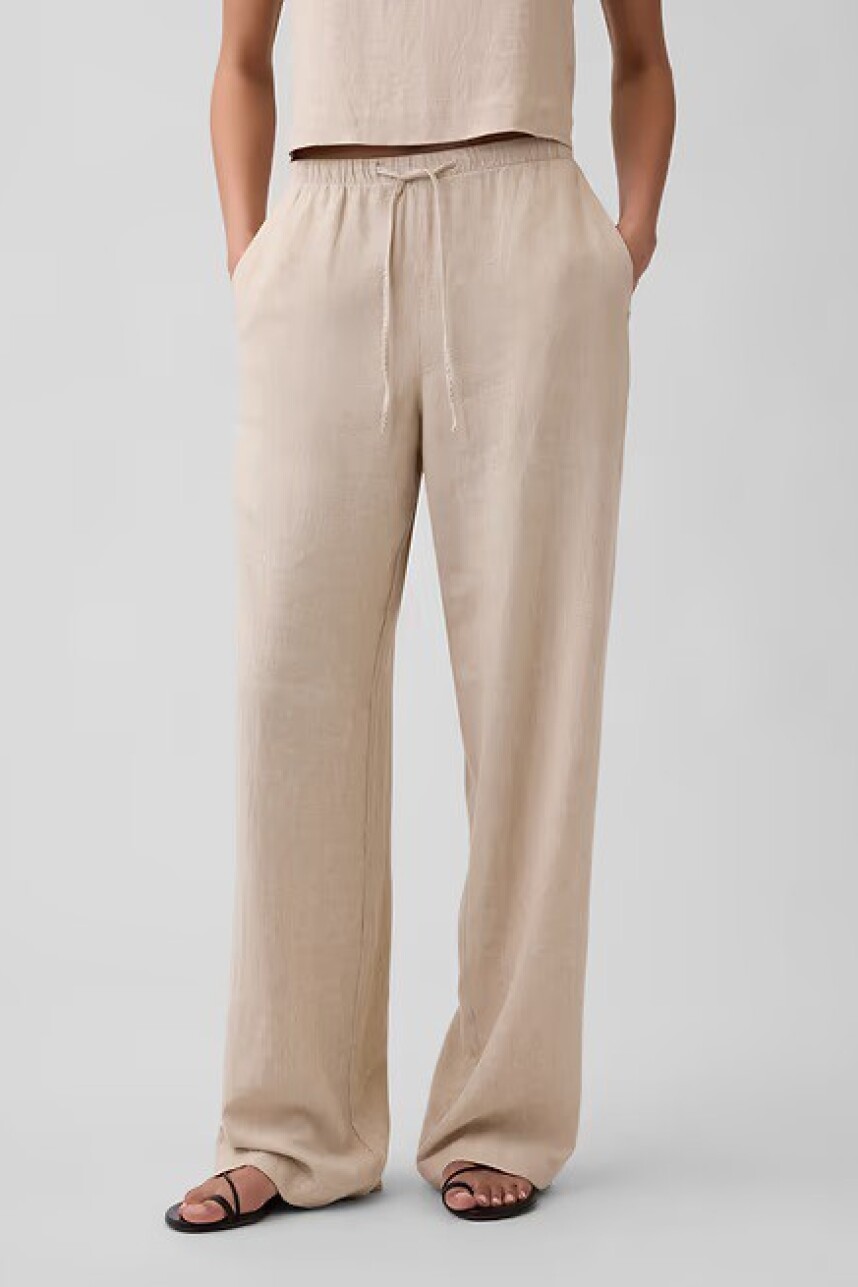 Pantalón De Lino Wide Mujer Flax Linen