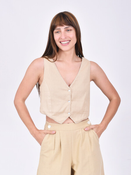 CHALECO CLEO BEIGE OSCURO