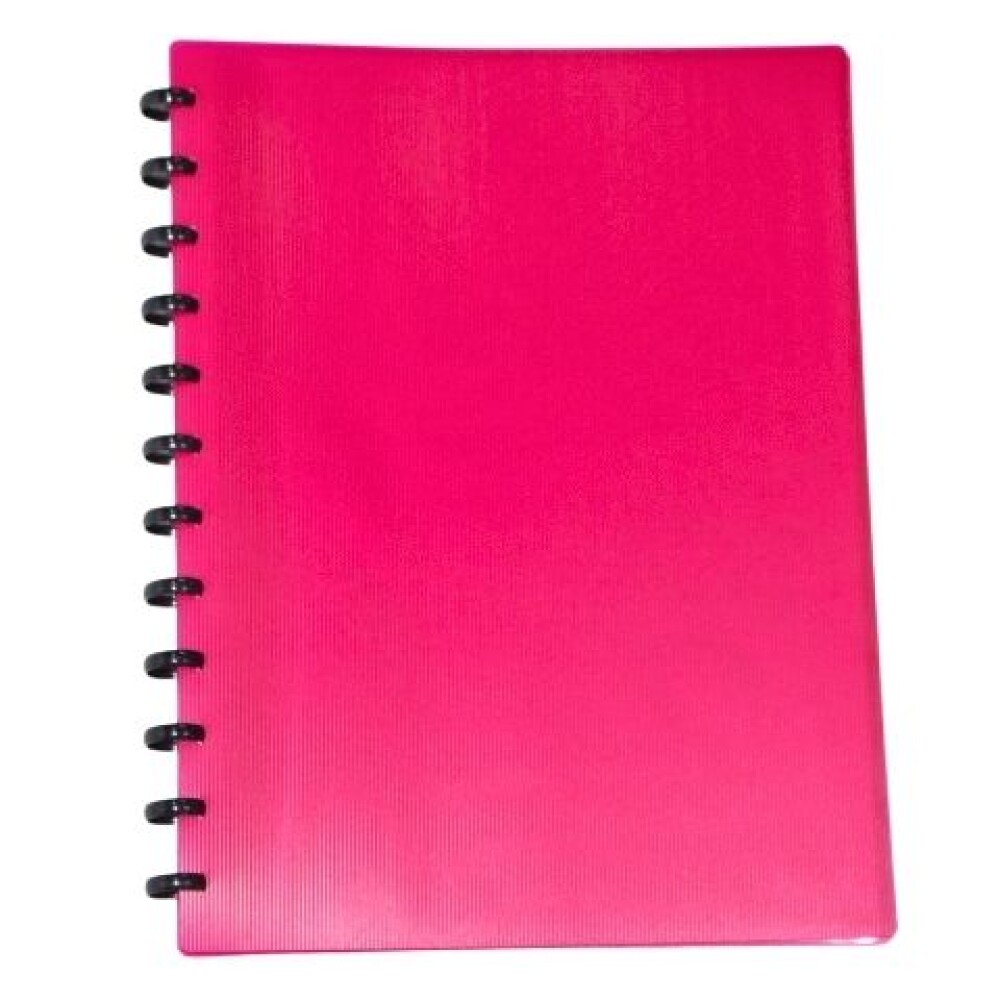 CARPETA TAMAÑO A4 CON 20 FUNDAS REMOVIBLES COLOR ROSADO