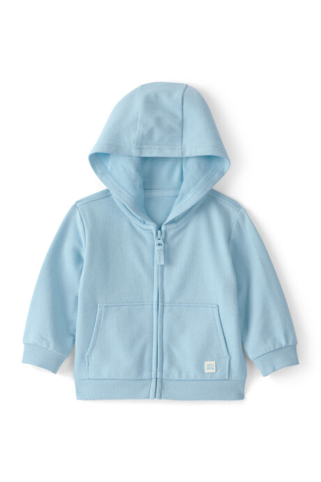 Campera de algodón, azul, con capucha Sin color