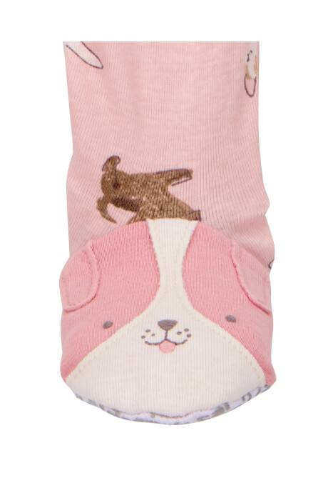 Pijama una pieza de algodón, con pie, diseño perros. Talles 12-24M Sin color