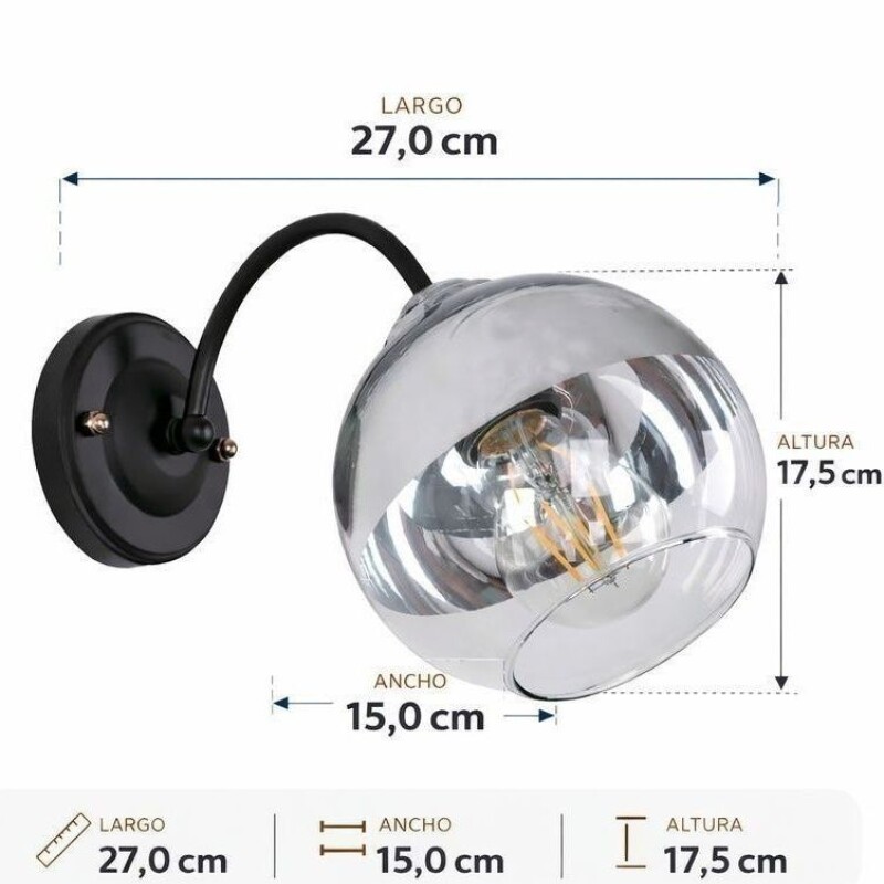 APLIQUE 1 LUZ "NIKA" NEGRO E27 60W APLIQUE 1 LUZ "NIKA" NEGRO E27 60W