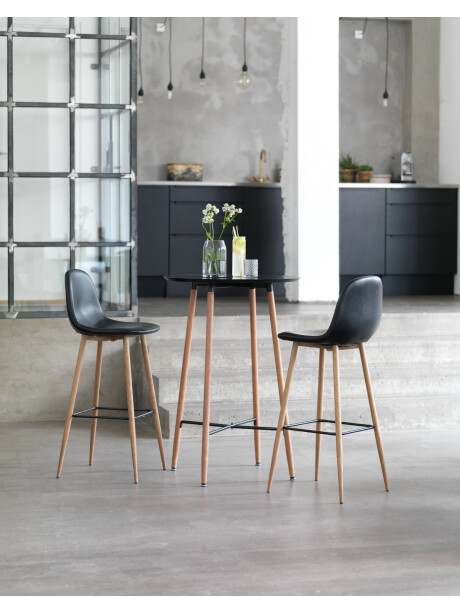 Taburete de bar JONSTRUP polipiel negro/color roble Taburete de bar JONSTRUP polipiel negro/color roble