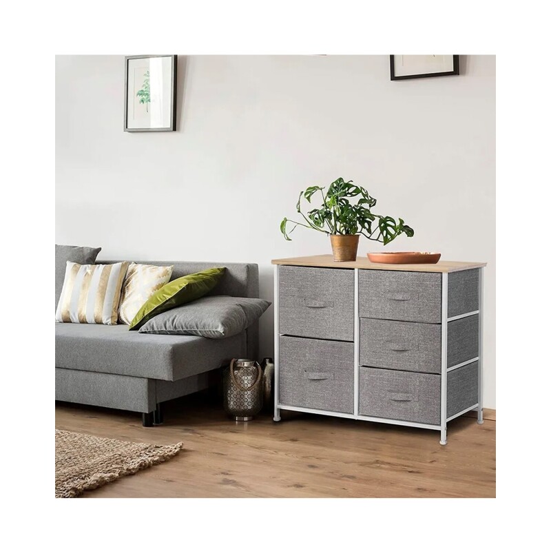 Mueble organizador con 5 cestos en tela Selecta Mueble organizador con 5 cestos en tela Selecta