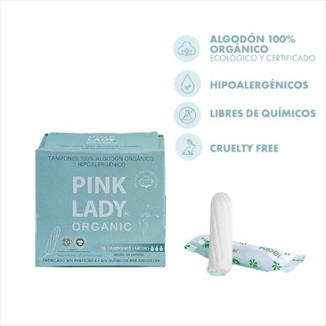 Pink Lady Tampones de Algodón 100 % Orgánico Tamaño Medio 18 unidades Pink Lady Tampones de Algodón 100 % Orgánico Tamaño Medio 18 unidades