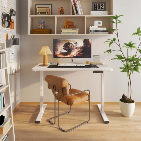 ESCRITORIO REGULABLE METAL-Y-MDF BLANCO E1PRO