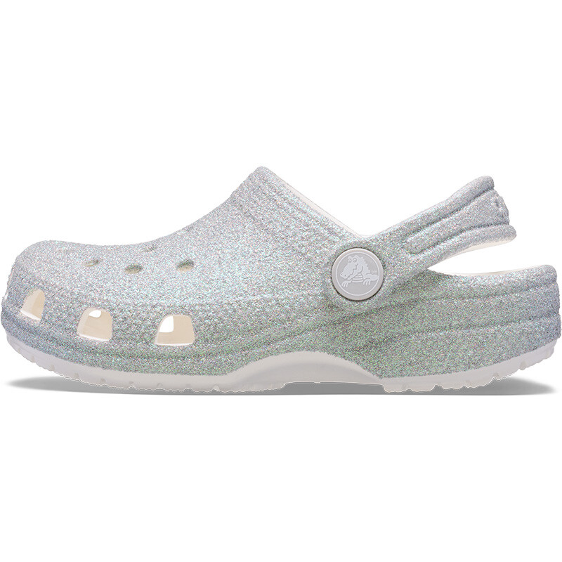 Classic Clog Iridescent Glitter Blanco