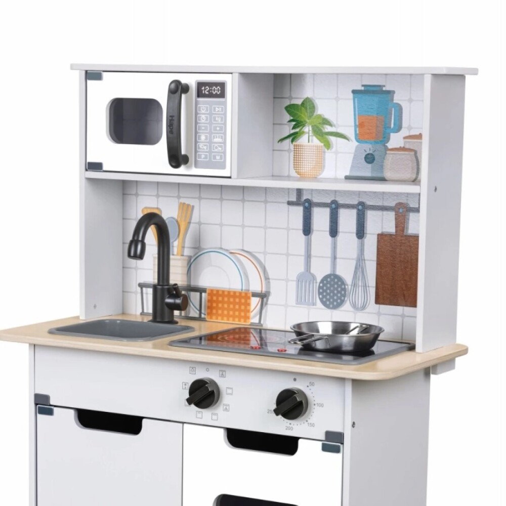Cocina Hape con Luz y Sonido - gris - con microondas Cocina Hape con Luz y Sonido - gris - con microondas