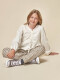Blusa Frunce Lazo Blanco Roto