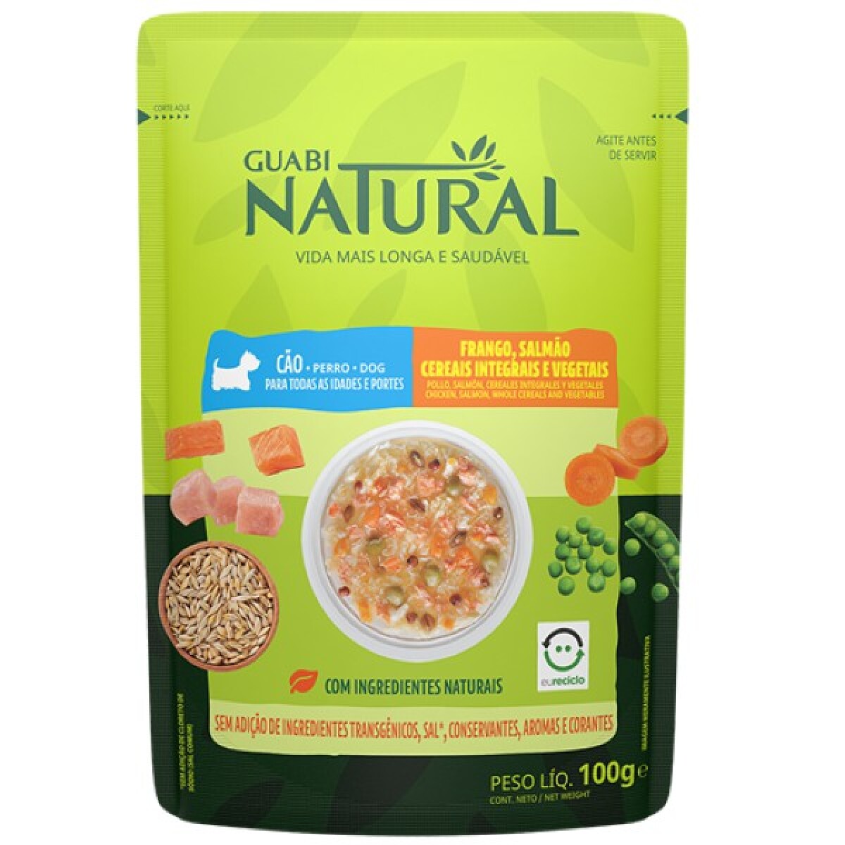 GUABI NATURAL PERRO SOBRE POLLO, CEREALES INTEGRALES Y VEGETALES 100G 