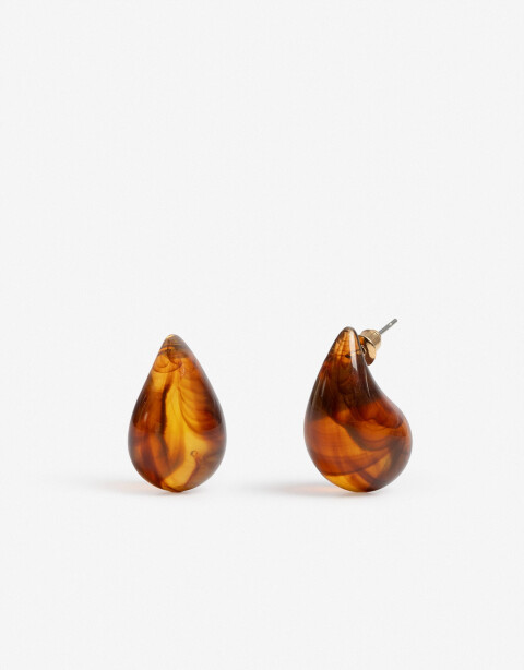 Aros Colgantes Cortos Resina Argollas Resina Carey - Marron Carey