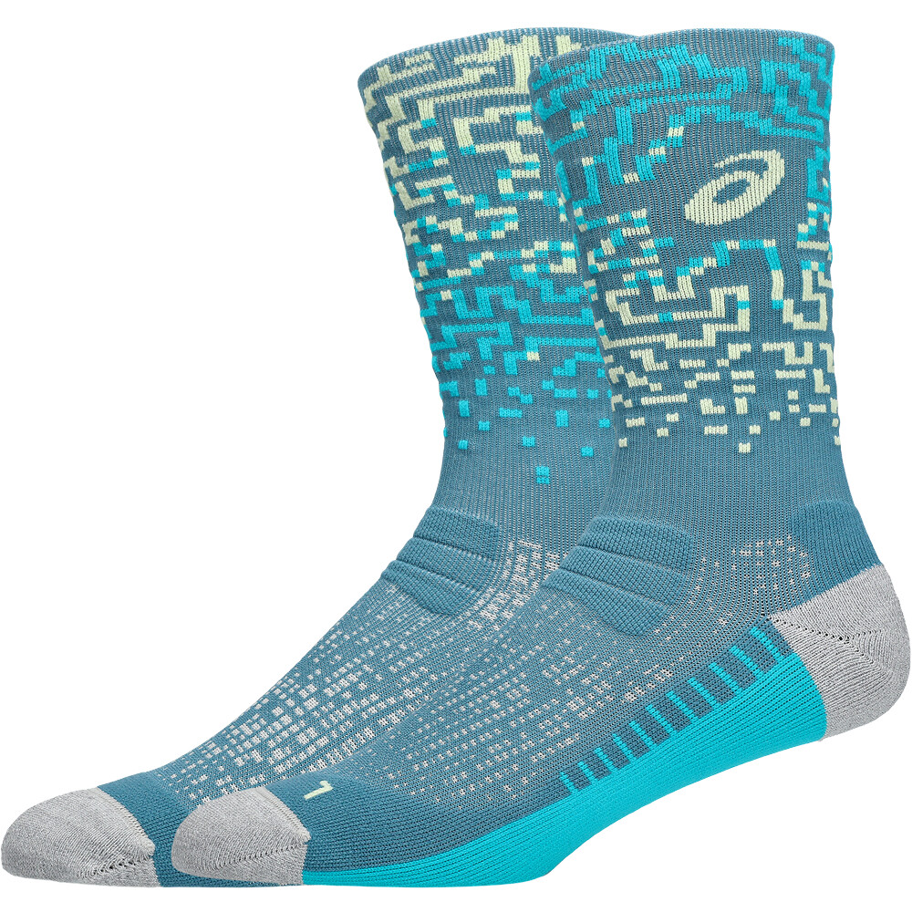 Medias Running Performance Run Sock Crew Unisex Foggy Teal/energy Aqua