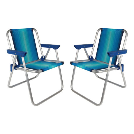 Set X2 Sillas Playa Plegables Infantiles Aluminio Alta Mor Azul