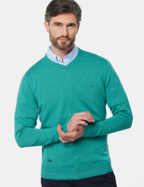BUZO TEJIDO CUELLO V Verde