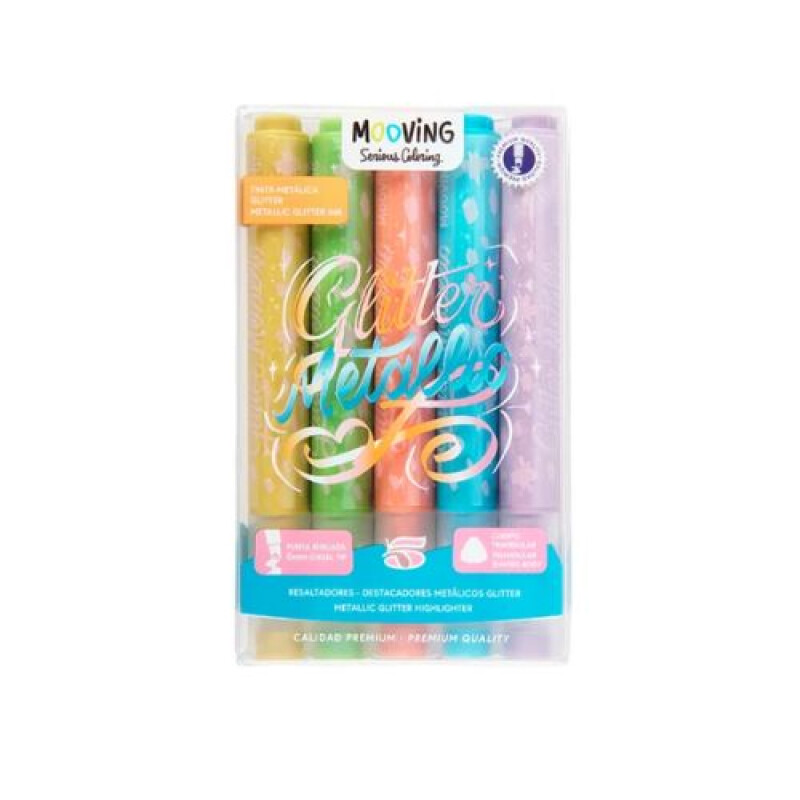 Mooving - Resaltadores Metalicos Glitter x5 Mooving - Resaltadores Metalicos Glitter X5