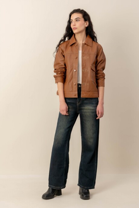 Campera cuero Sahara Cognac