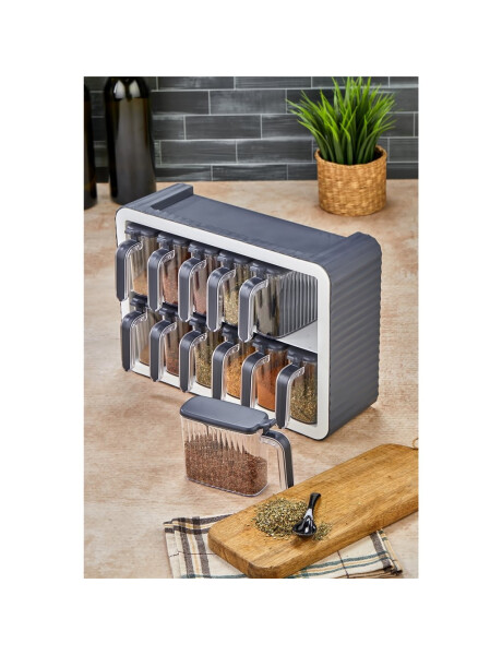 SET 12 ESPECIEROS CON SOPORTE 33x14x23.5CM GRIS SET 12 ESPECIEROS CON SOPORTE 33x14x23.5CM GRIS