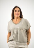 Blusa viscosa con lurex dorado Visón