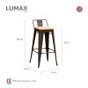 Pack 2 Taburetes Tolix con Respaldo y Asiento de Madera Lumax Negra
