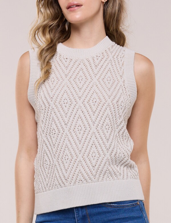 Chaleco Tejido Calado BEIGE/MULTI
