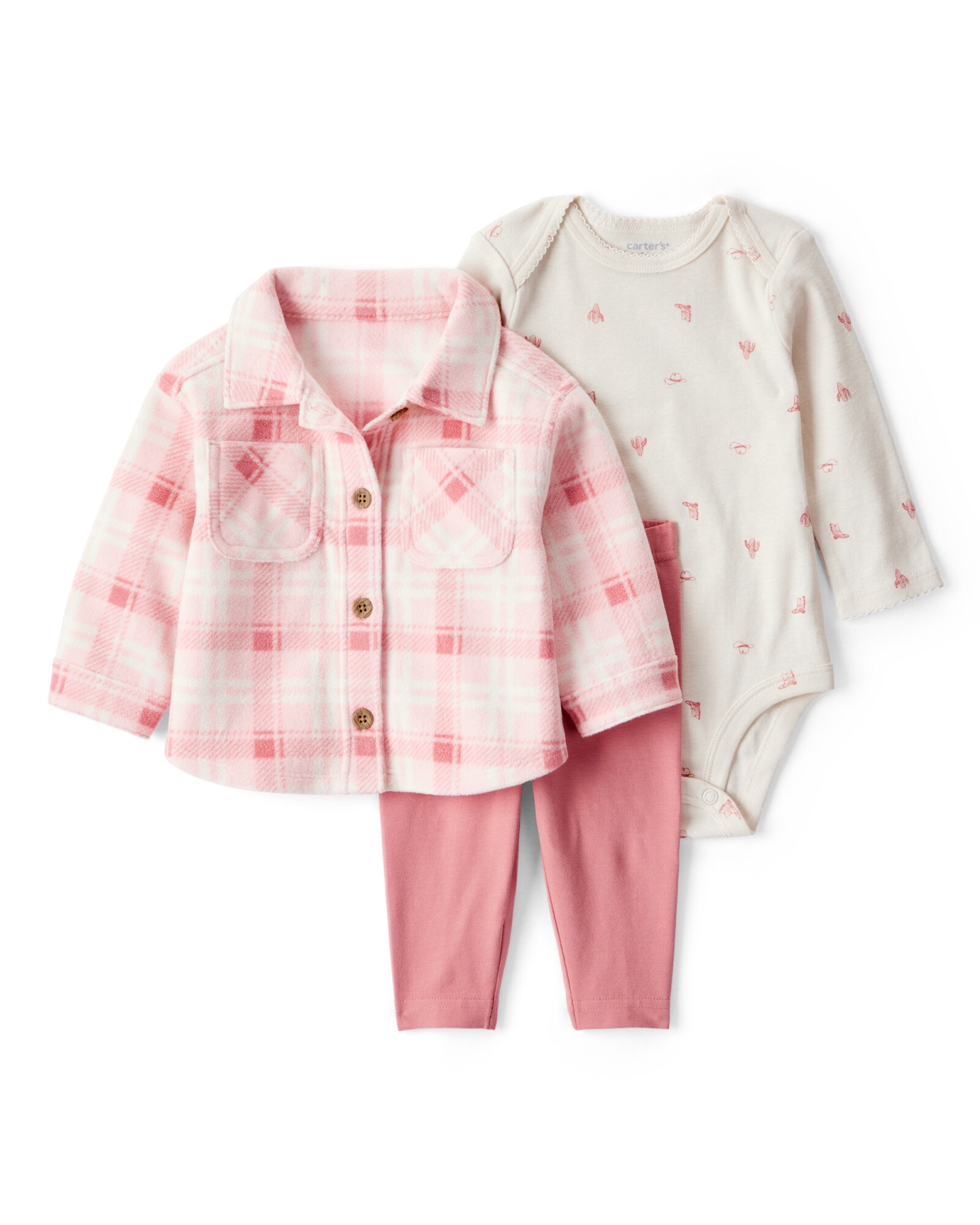 Set tres piezas, pantalón y body de algodón, más camisa de micropolar Set tres piezas, pantalón y body de algodón, más camisa de micropolar