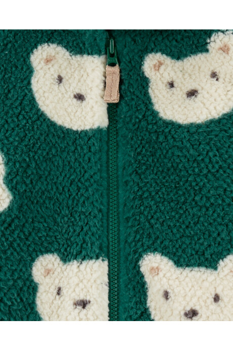 Set tres piezas, campera de sherpa, pantalón y body de algodón, diseño osos Sin color