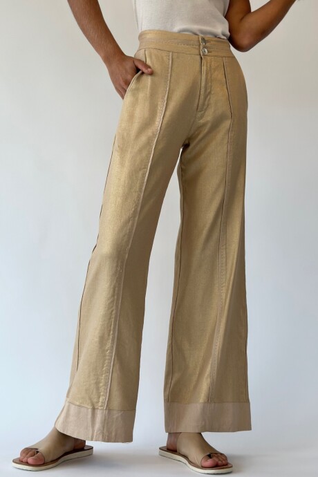 PANTALON METALIZADO CARMELO DORADO