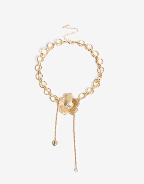 Chokers Metal Choker De Metal Con Flor Dorada - Dorado
