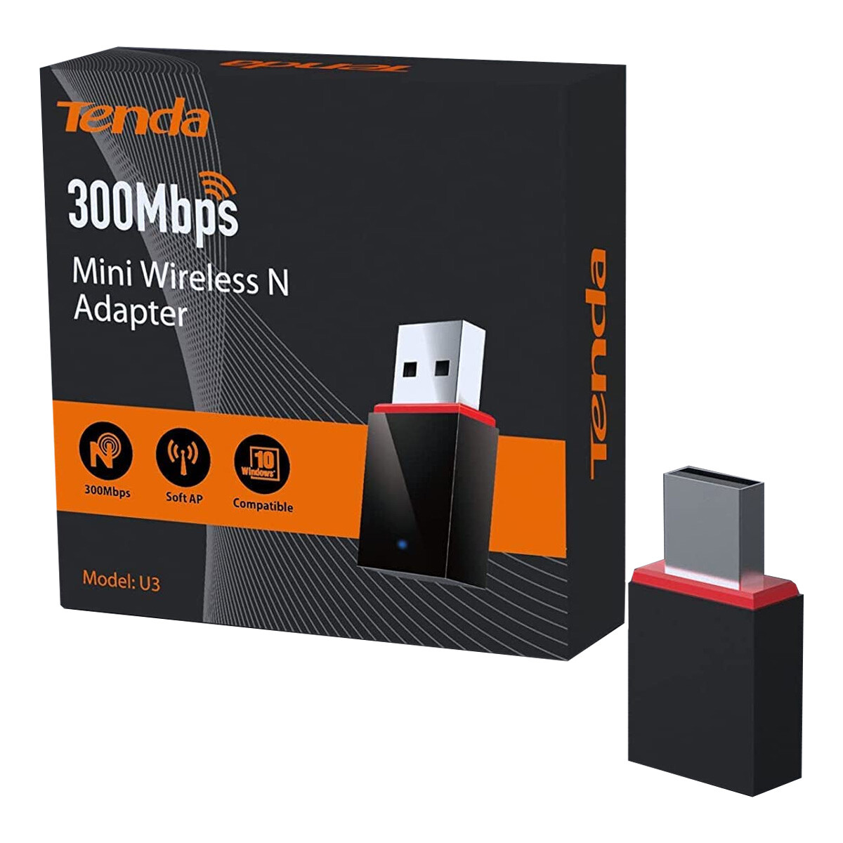 Adaptador Tenda U3 N300 Mbps - ADAPTADOR WIFI USB TENDA U3 ADA111 